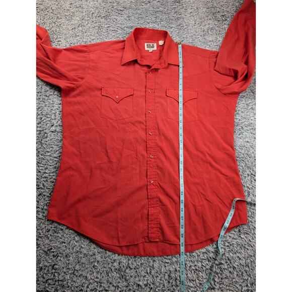 Vintage Ely Cattleman Shirt Mens 17 Red Long Sleeve Pearl Snap Cowboy Rodeo - Picture 4 of 6